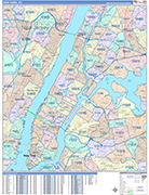 New York  Wall Map Color Cast Style